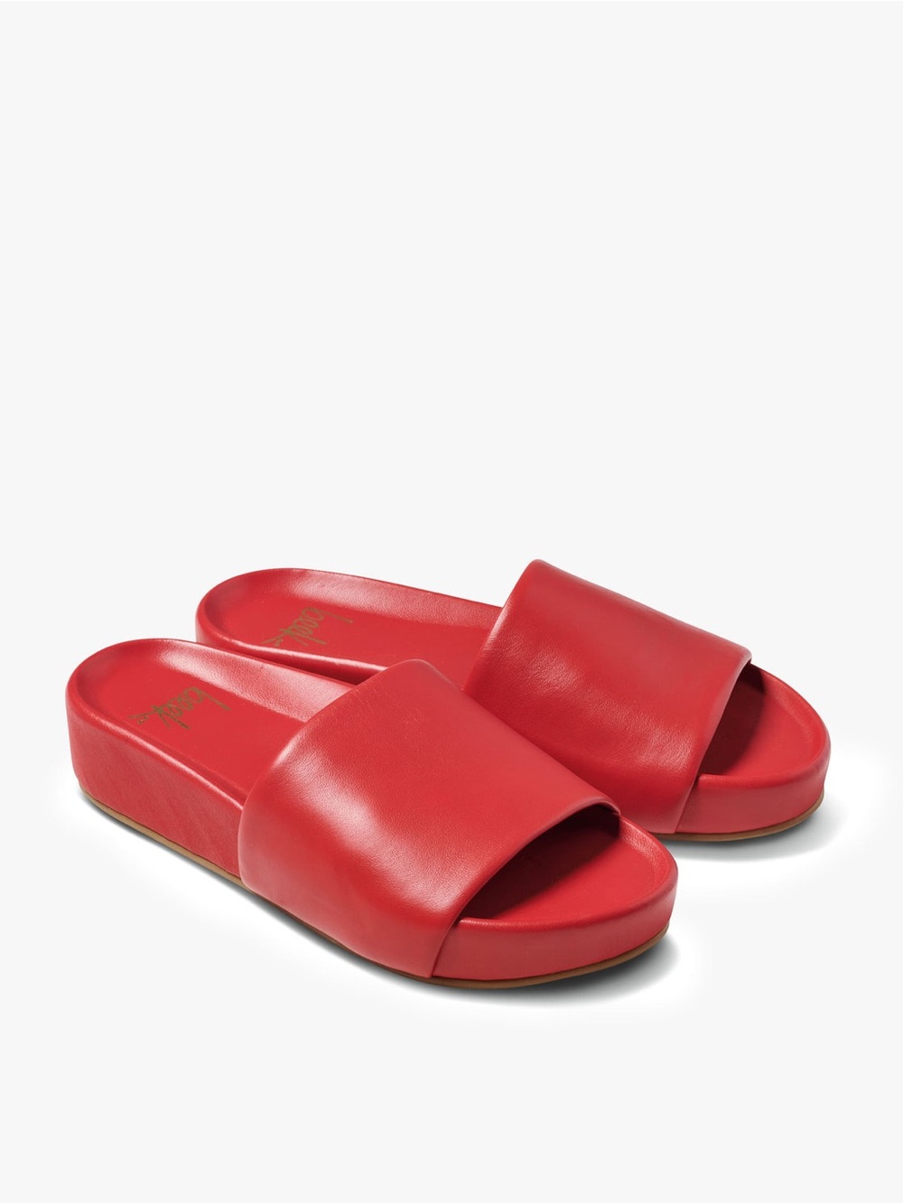 Beek Pelican Leather Platform Sandal Lipstick Red Size 9